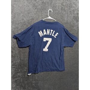 Majestic New York Yankees Mickey Mantle 7 Navy Blue Graphic T-Shirt Mens XL MLB